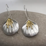 3D flower drop flower large petal gold stamens Earrings