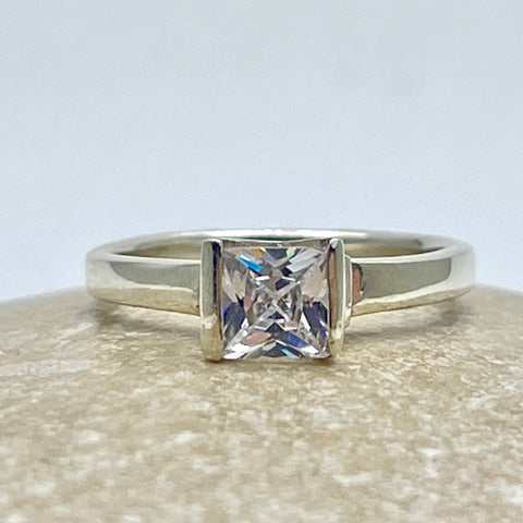Diamond Square 7mm Solitaire Ring
