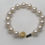 Sterling Silver Freshwater Pearl with Gold Bracelet