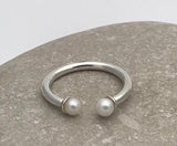 Dainty Double Pearl Wire Ring