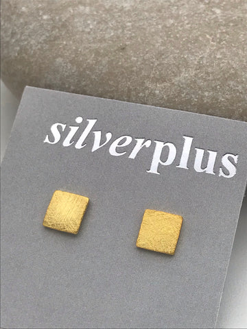Brushed Gold Square Earrings