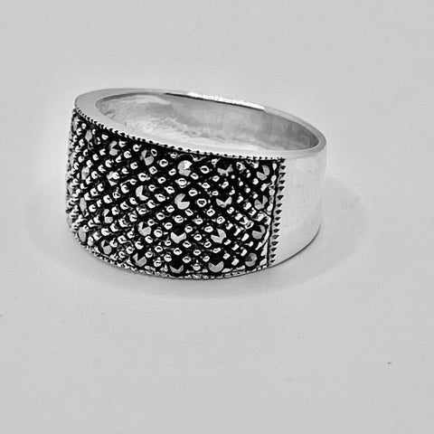 Marcasite Wide Linear Ring