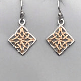 Sterling Silver Tilted Rose Gold Celtic Knot Earrings