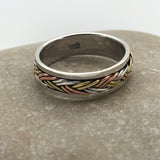 Delicate Double Double Silver Gold Spinner Ring
