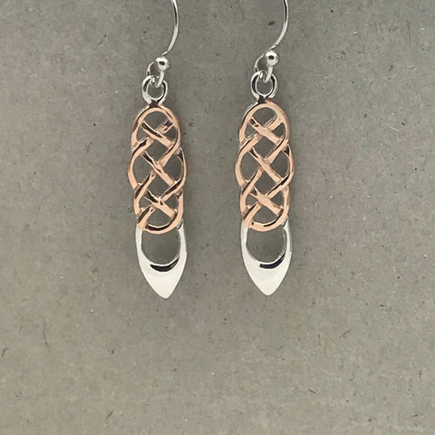 Celtic Knot Silver Gold Drop Earrings