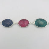 Green Blue Pink Multi-coloured Station Necklace