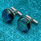 Cufflinks Solid 925 Sterling Silver hand made glass