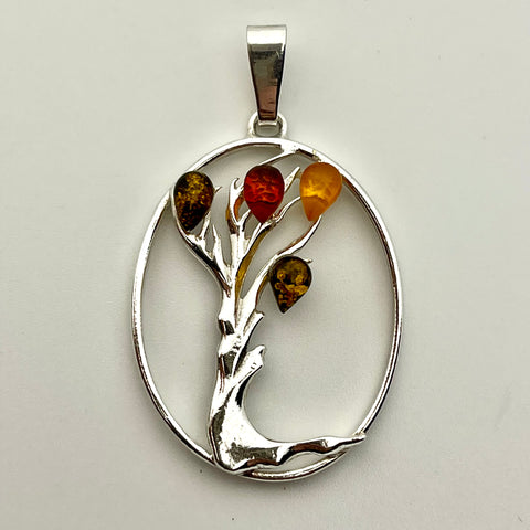 Amber Art Deco Tree Pendant