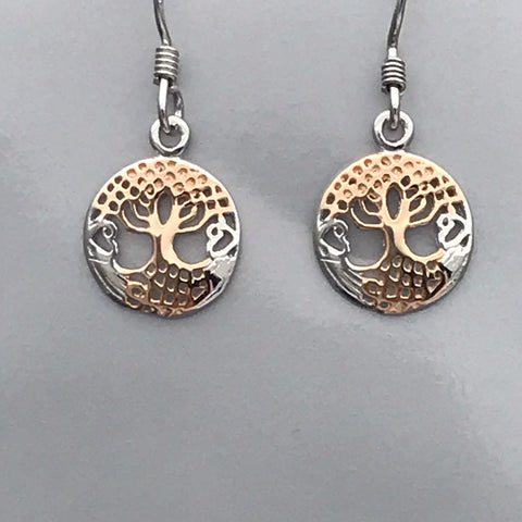 Tree of Life Silver Gold Earrings